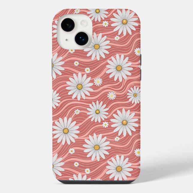 Coque iPhone Wavy Pink Daisies (Verso)
