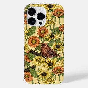 Coque Pour Pour iPhone 14 Pro Max Wens et fleurs sur jaune pâle