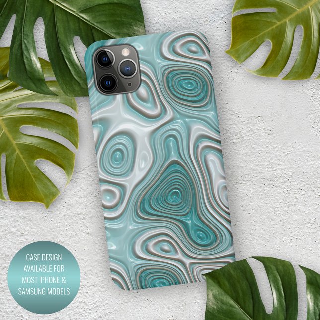 Coque iPhone White Aqua Turquoise Green Swirl Art Motif (Créateur téléchargé)