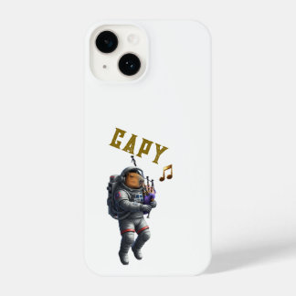 Coque Pour iPhone 14 White Space Astronaut Capybara Playing Bagpipes