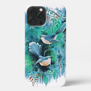 Etui iPhone 13 Pro Max Winter Blue Birds Peinture iPhone 13 Pro Max Coque