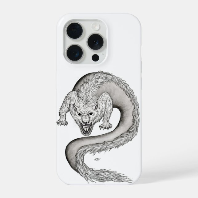 Coque iPhone Wolfdragon noir et blanc Design (Verso)