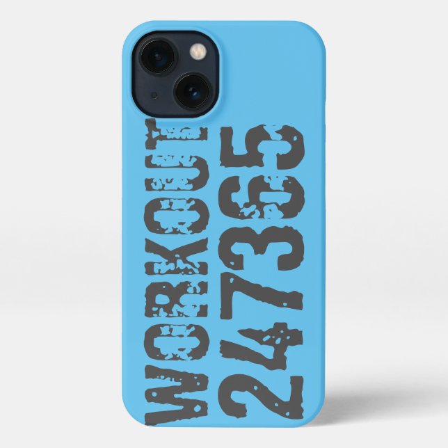 Coque iPhone Worn out and scratched text Workout 247365 blue (Verso)