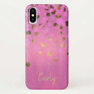 Coque iPhone X rose et or chic