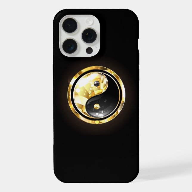 Coque iPhone Yin Yang or sur noir (Verso)