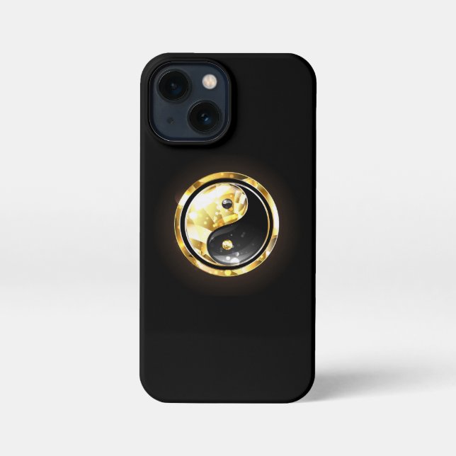 Coque iPhone Yin Yang or sur noir (Verso)