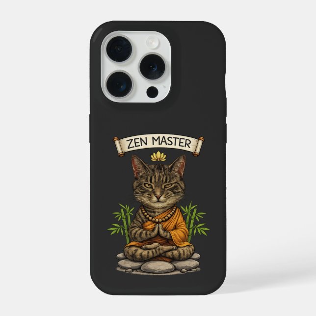 Coque iPhone Zen Master Cat Funny Chill Gray Tabby Cat Gift  (Verso)