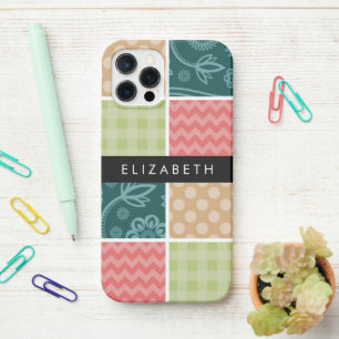 Coque iPhone 12 Pro Zigzag, Chevron, En vichy, Pois, Votre Nom