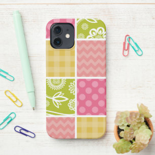 Coque iPhone 12 Zigzag, Chevron, Pois, En vichy, Patchwork