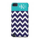Rayures de Chevron et marine Teal du monogramme |