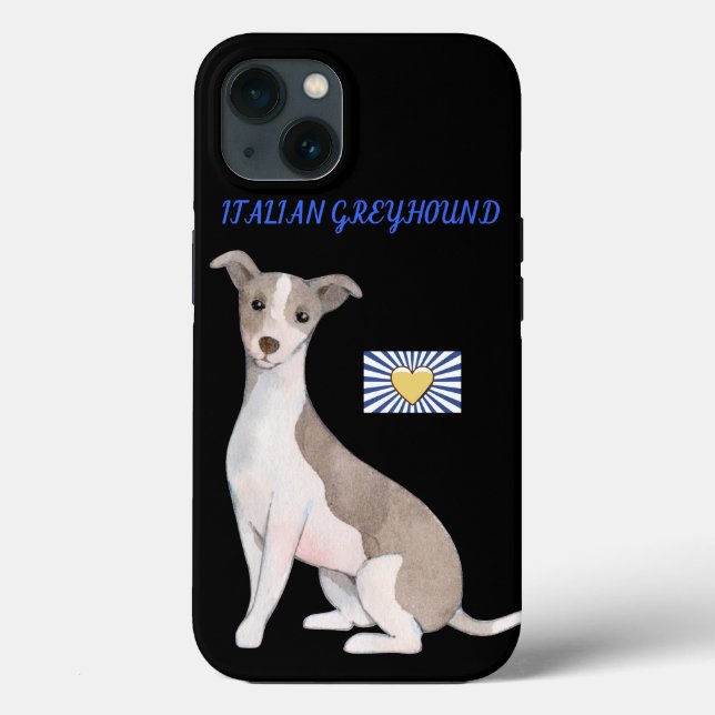 Coque ITALIEN GREYHOUND APPLE IPHONE 13. (Verso)
