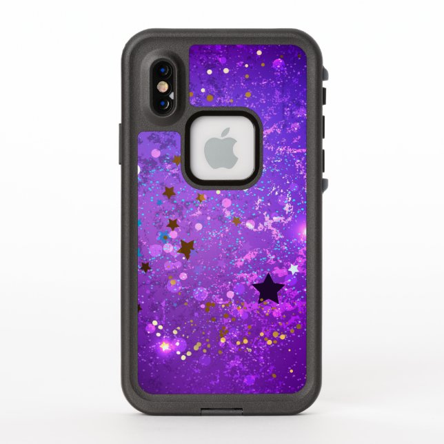 Coque LifeProof Pour iPhone Arrière - plan de feuille violet avec étoiles (Dos)