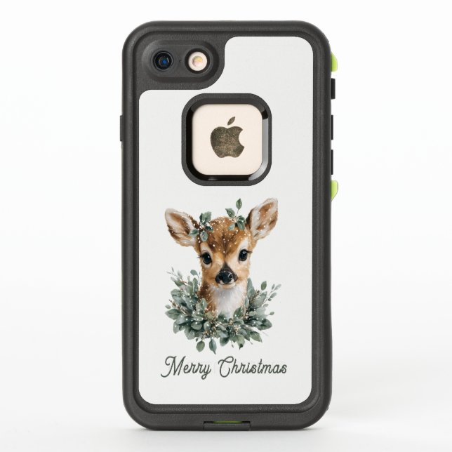 Coque LifeProof Pour iPhone Bébé mignon Cerf Joyeux Noël - Aquarelle Fawn (Dos)