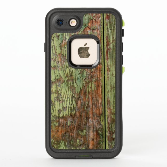 Coque LifeProof Pour iPhone Bois vert usé et Patiné (Dos)
