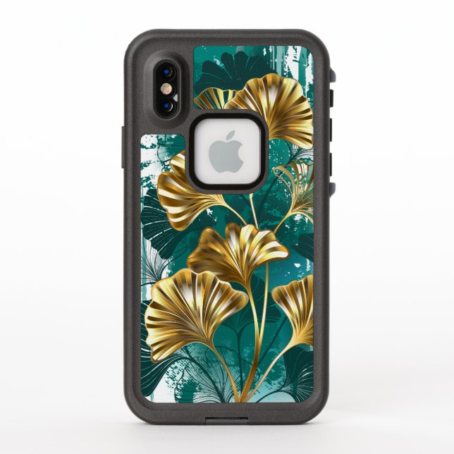 Coque LifeProof Pour iPhone Branche avec Feuilles d'or Ginko Biloba (Dos)