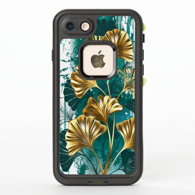 Coque LifeProof Pour iPhone Branche avec Feuilles d'or Ginko Biloba (Dos)