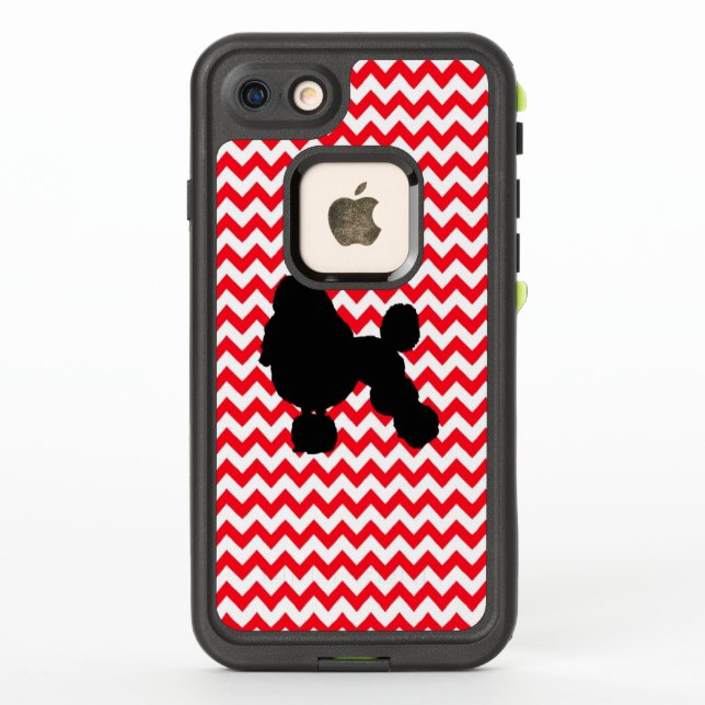 Coque LifeProof Pour iPhone Camion-Feu Chevron Rouge avec silhouette de canich (Dos)