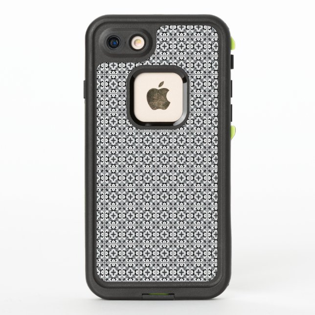 Coque LifeProof Pour iPhone Carrelage de style espagnol noir et blanc (Dos)