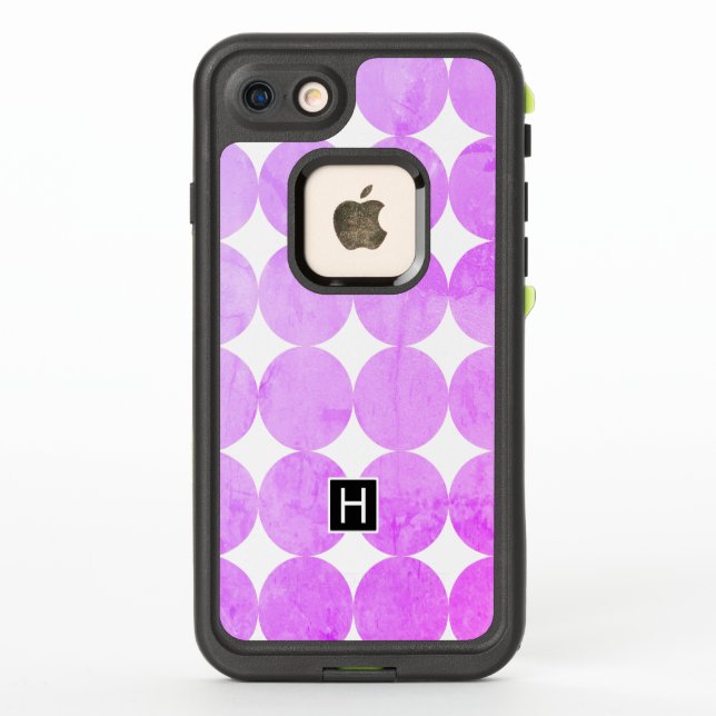 Coque LifeProof Pour iPhone Cercles violets modernes | Monogramme (Dos)