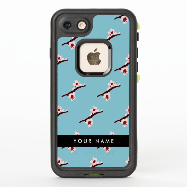 Coque LifeProof Pour iPhone Cerisier à fleurs, Sakura rose, Votre Nom (Dos)