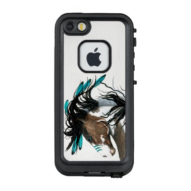 Coque LifeProof Pour iPhone Cheval Majestic Plumes Turquoises par Bihrle (Dos)