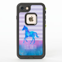 Cheval sauvage en Aquarelle bleu et violet sur mes