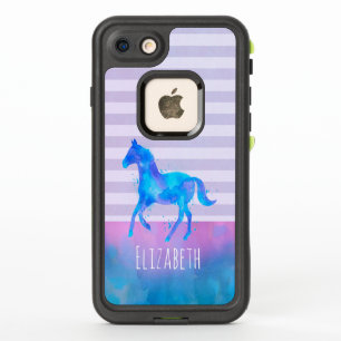 Cheval sauvage en Aquarelle bleu et violet sur mes