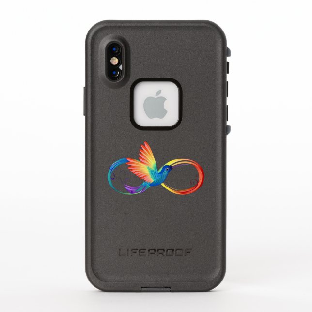 Coque LifeProof Pour iPhone Colibri arc-en-ciel avec symbole Infinity (Dos)