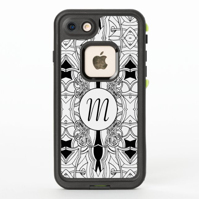 Coque LifeProof Pour iPhone Conception moderne d'oeuvres d'art en noir et blan (Dos)