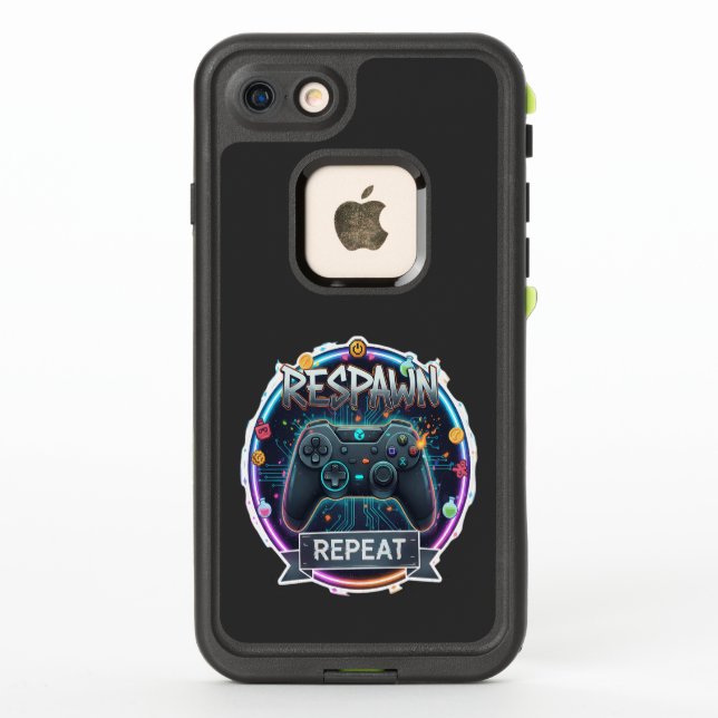 Coque LifeProof Pour iPhone Contrôleur Gamer Respawn et Repeat (Dos)