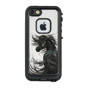 Coque LifeProof FRÄ’ Pour iPhone SE/5/5s Couvercle de cheval noir friésien par Bihrle