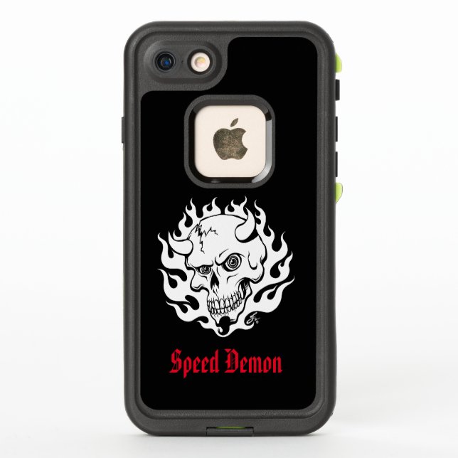 Coque LifeProof Pour iPhone Crâne démon personnalisé en flammes (Dos)