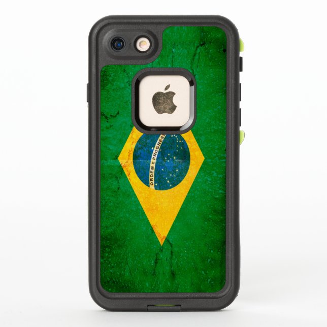 Coque LifeProof Pour iPhone Drapeau Grunge du Brésil (Dos)