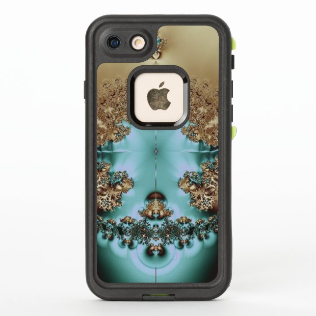 Coque LifeProof Pour iPhone Elégant Royal Gold et Turquoise (Dos)