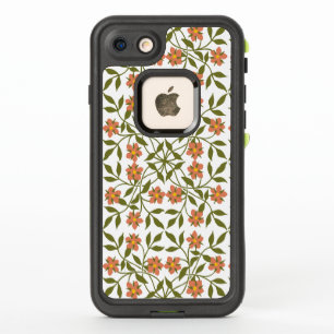 Fleurs oranges, motif floral, verdure, Boho