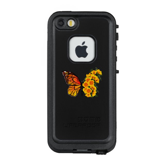 Coque LifeProof Pour iPhone Flower Butterfly with Yellow California Poppy (Dos)