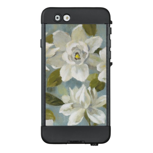 Coque LifeProof Pour iPhone Gardénias sur le bleu d'ardoise (Dos)
