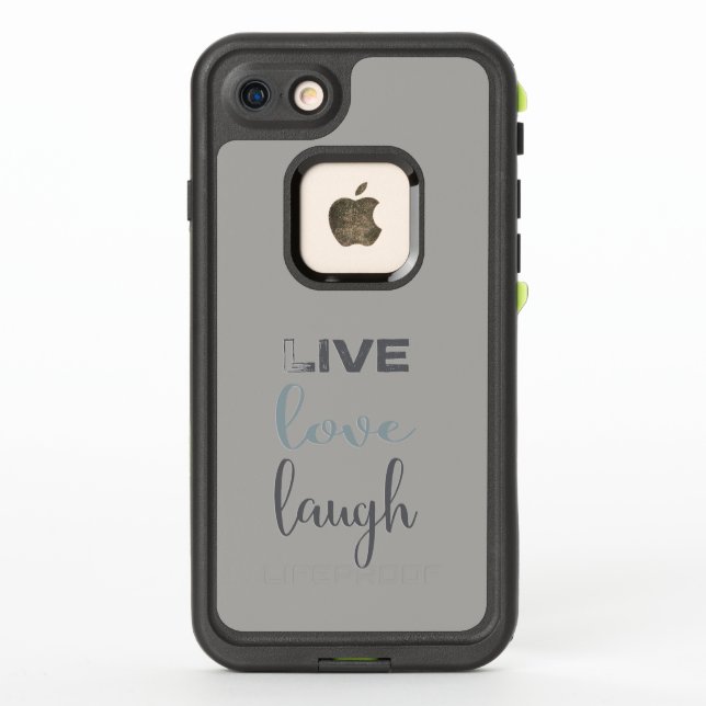 Coque LifeProof Pour iPhone Grey Blue Live Love Lauder Typographie (Dos)