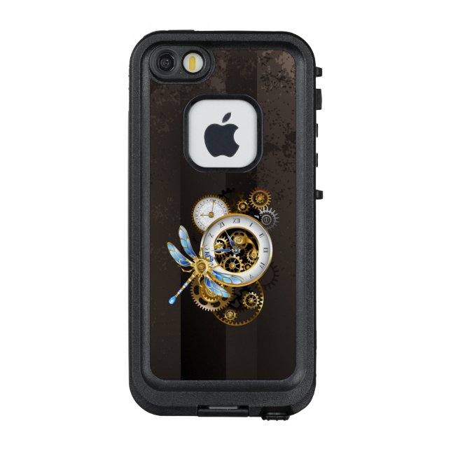 Coque LifeProof Pour iPhone Horloge à vapeur avec libellule mécanique (Dos)