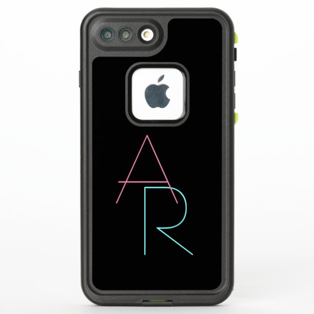Coque LifeProof Pour iPhone Initiales de chevauchement modernes | Rose Turquoi (Dos)