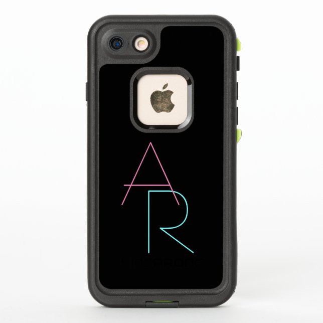 Coque LifeProof Pour iPhone Initiales de chevauchement modernes | Rose Turquoi (Dos)
