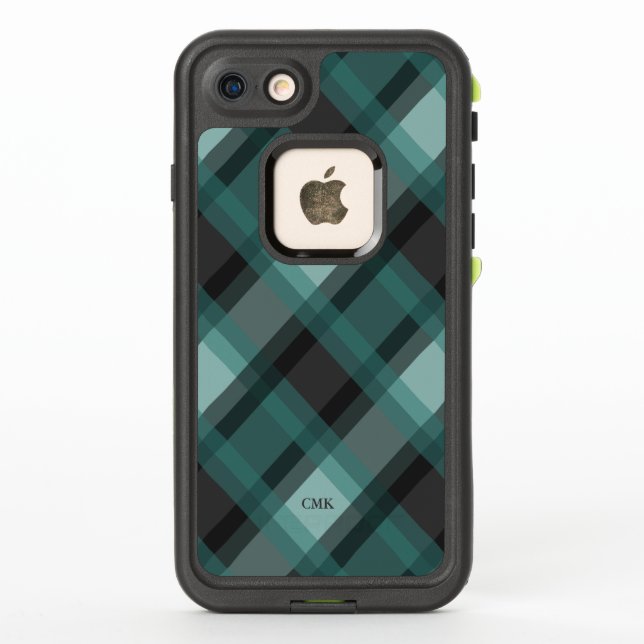 Coque LifeProof Pour iPhone Initiales personnalisées Turquoises et grises (Dos)