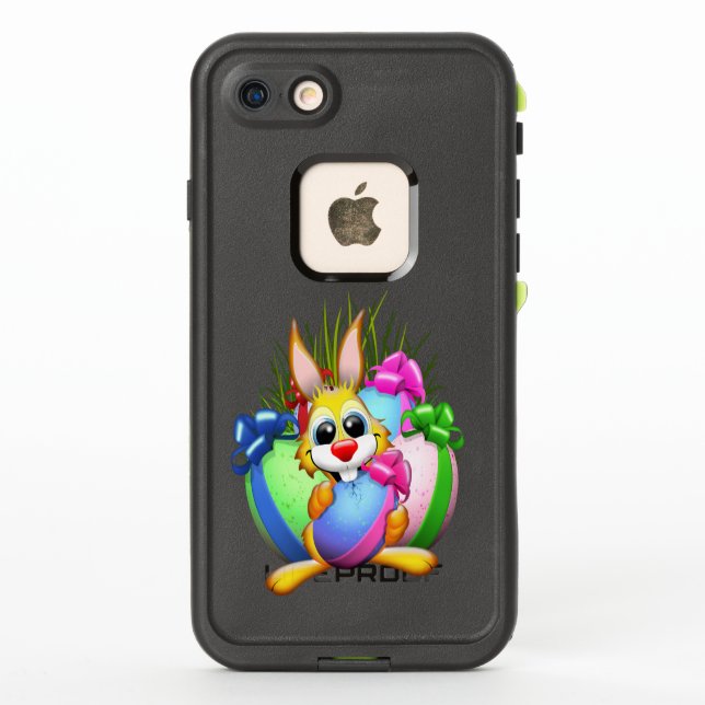 Coque LifeProof Pour iPhone Lapin drôle mordant un œuf de Pâques (Dos)