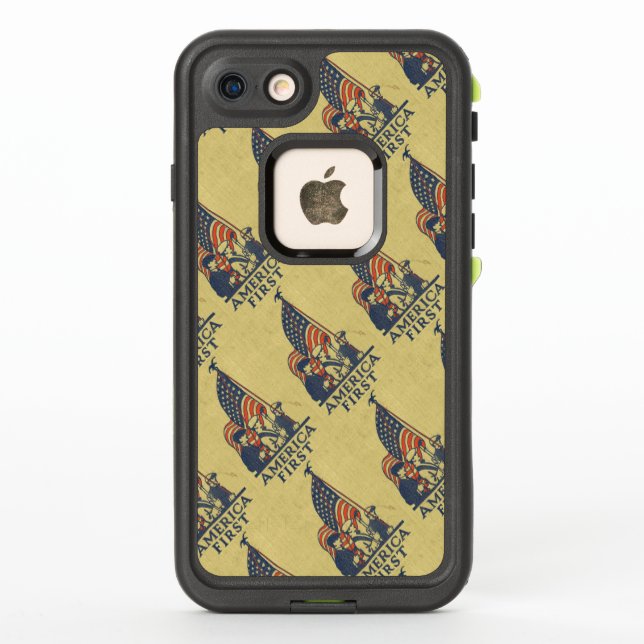 Coque LifeProof Pour iPhone Le drapeau américain d'Amérique d'abord patriotes  (Dos)