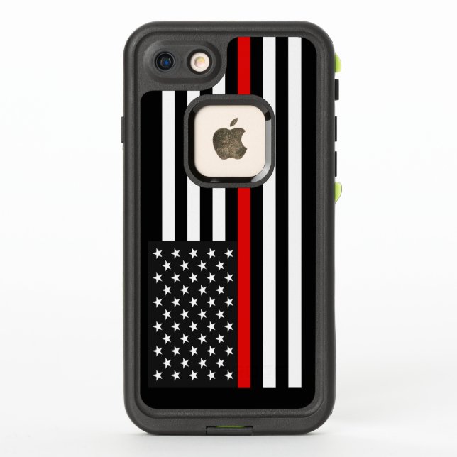 Coque LifeProof Pour iPhone Ligne rouge mince drapeau américain (Dos)