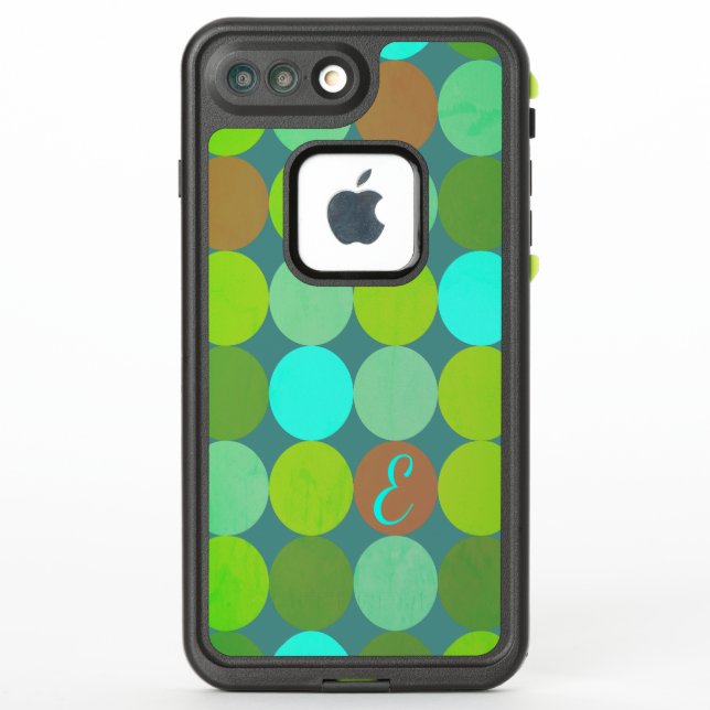 Coque LifeProof Pour iPhone Lime Vert Turquoise Turquoise & Rust Cercles Monog (Dos)