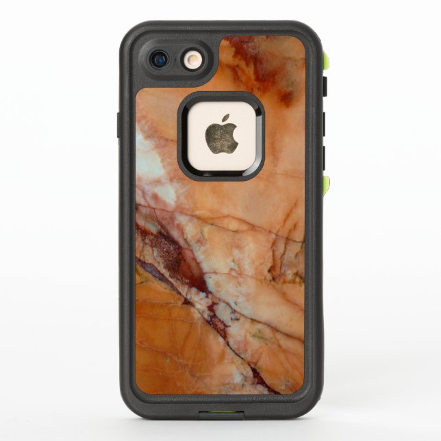 Coque LifeProof Pour iPhone Marbre italien orange rouge et blanc (Dos)