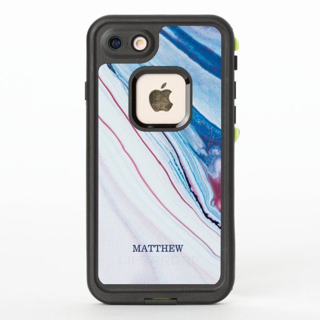 Coque LifeProof Pour iPhone MARBRE POURPRE ROSE BLEU de FAUX élégant (Dos)
