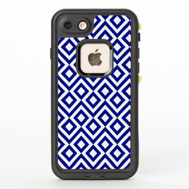 Coque LifeProof Pour iPhone Méandre bleu et blanc géométrique (Dos)