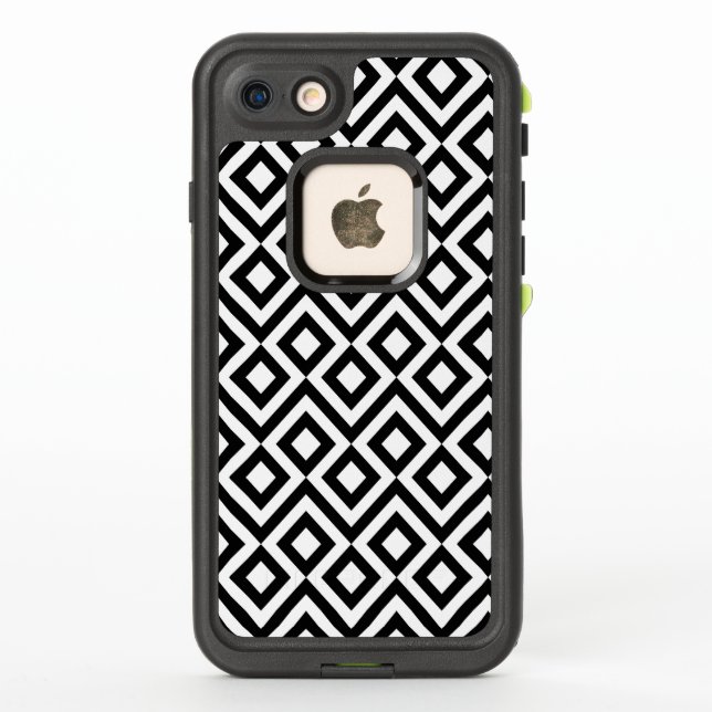 Coque LifeProof Pour iPhone Méandre noir et blanc géométrique (Dos)